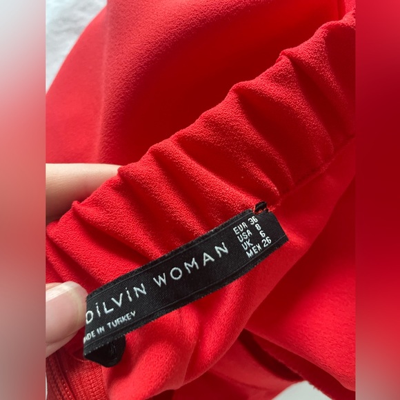 Red Off the Shoulder Mini Dress - Picture 2 of 2